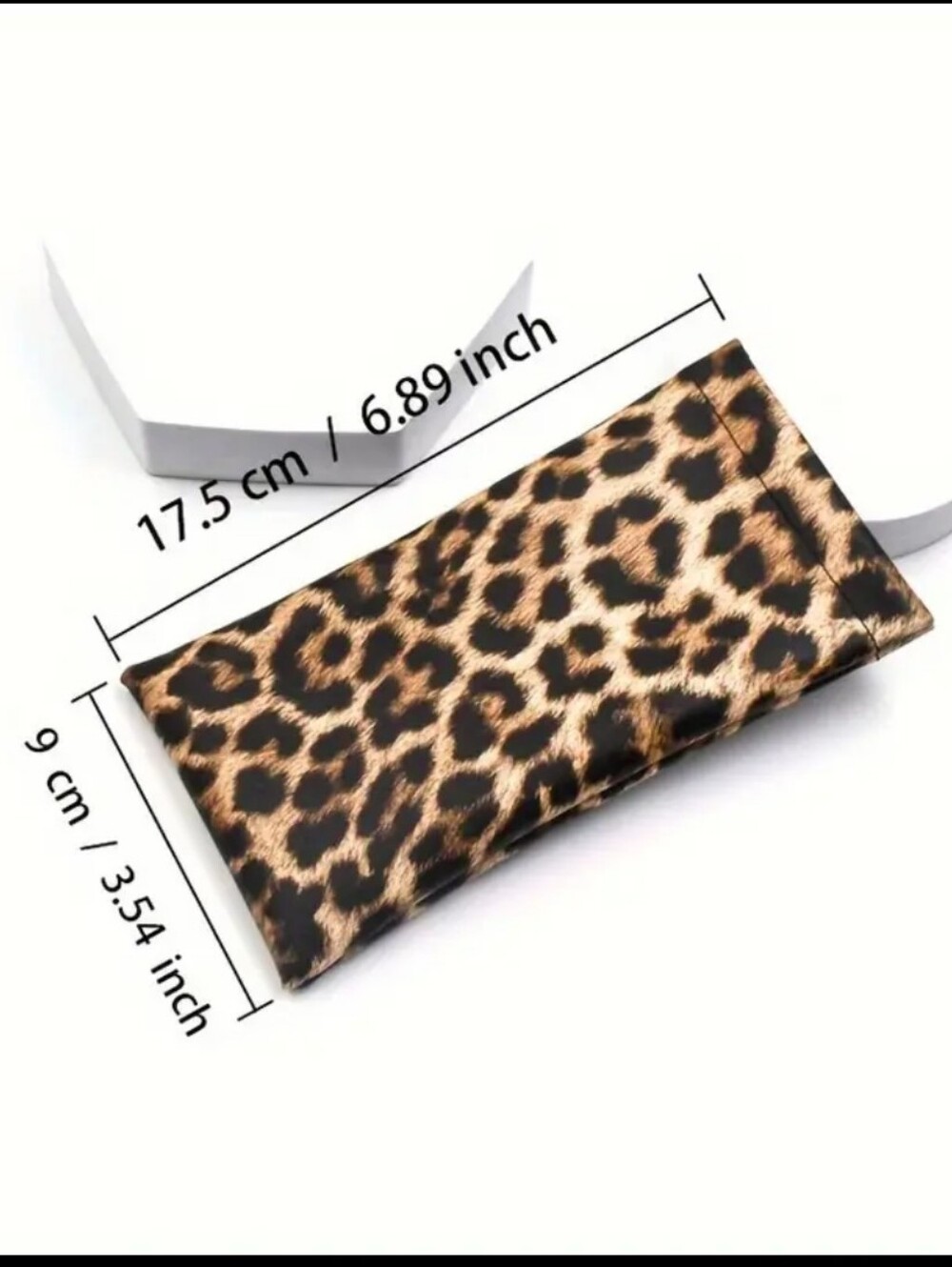 PU Leather Eyeglass Case with Leopard Print, Snap Closure Glasses Pouch - Picture 2 of 3